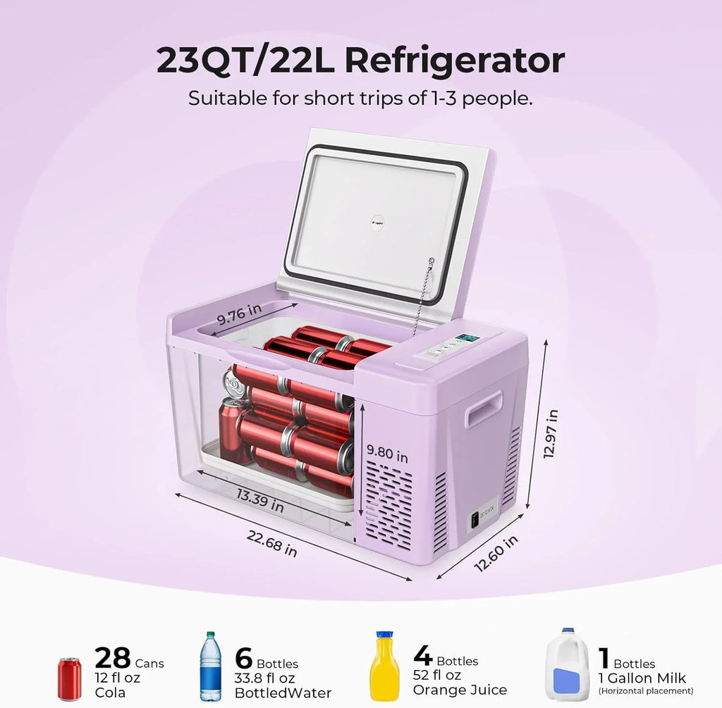 BougeRV 12 Volt Refrigerator 12V Car Fridge 23 Quart Portable Freezer Compressor Cooler