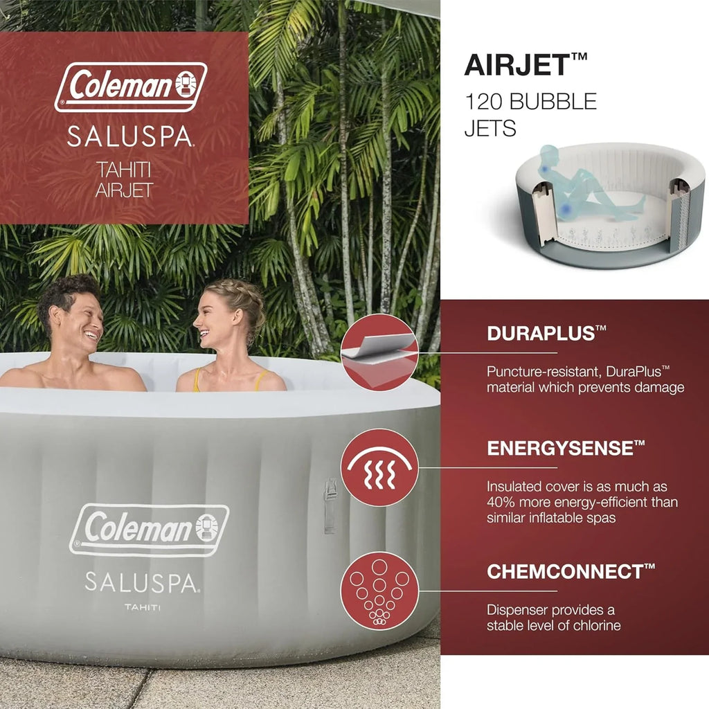 Bestway Palm Springs 4 to 6 Person EnergySense Smart AirJet Plus Inflatable Hot Tub Outdoor Spa