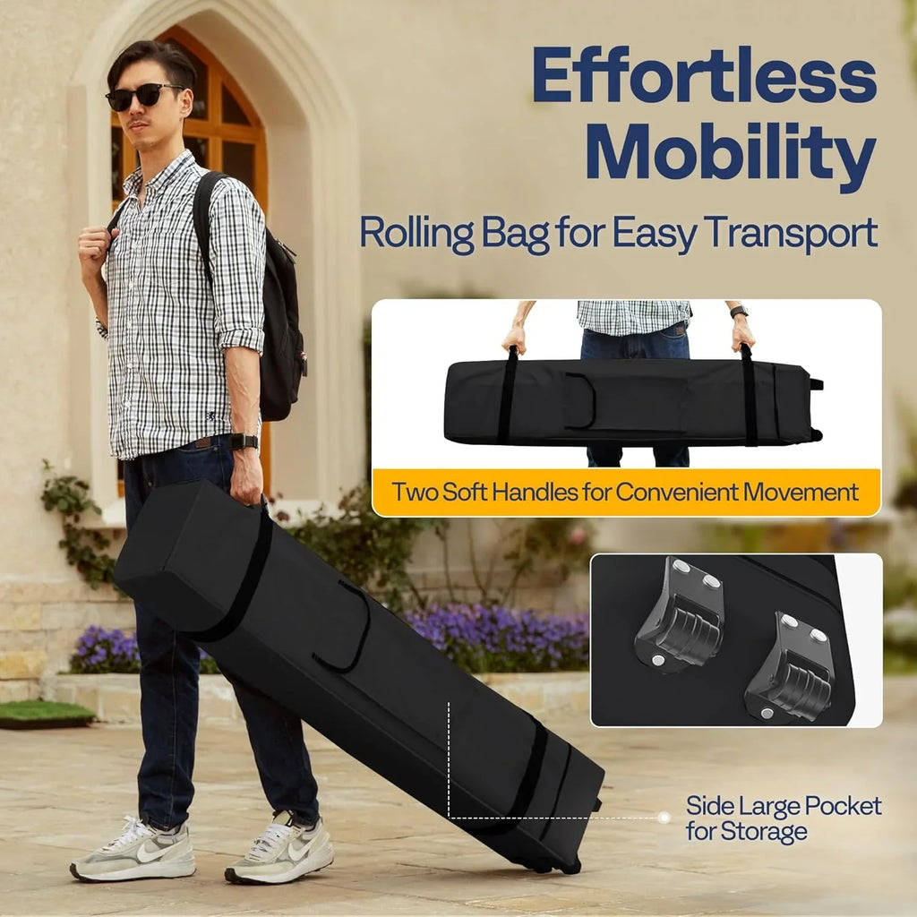 10x10ft Easy Pop-Up Canopy Outdoor Screen Tent with Mosquito Netting 2 Zipper Doors Roller Bag