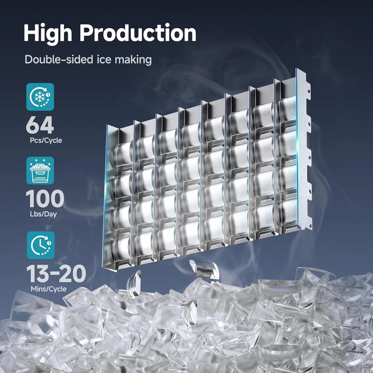 EUHOMY Commercial Ice Maker Machine 100lbs/24H Stainless Steel Under Counter ice Machine