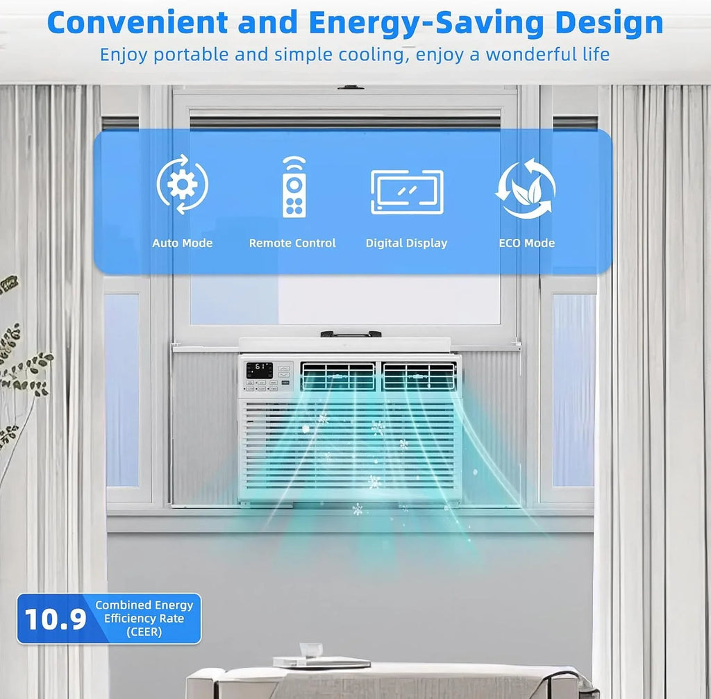 Antarctic Star 12,000 BTU U-Shaped Window Air Conditioner Unit Cools up to 550 Sq.Ft. with 6 Modes