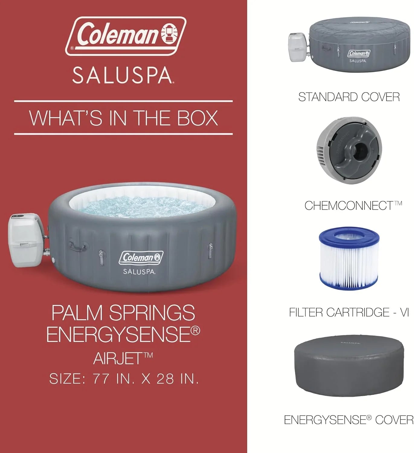 Bestway Palm Springs 4 to 6 Person EnergySense Smart AirJet Plus Inflatable Hot Tub Outdoor Spa