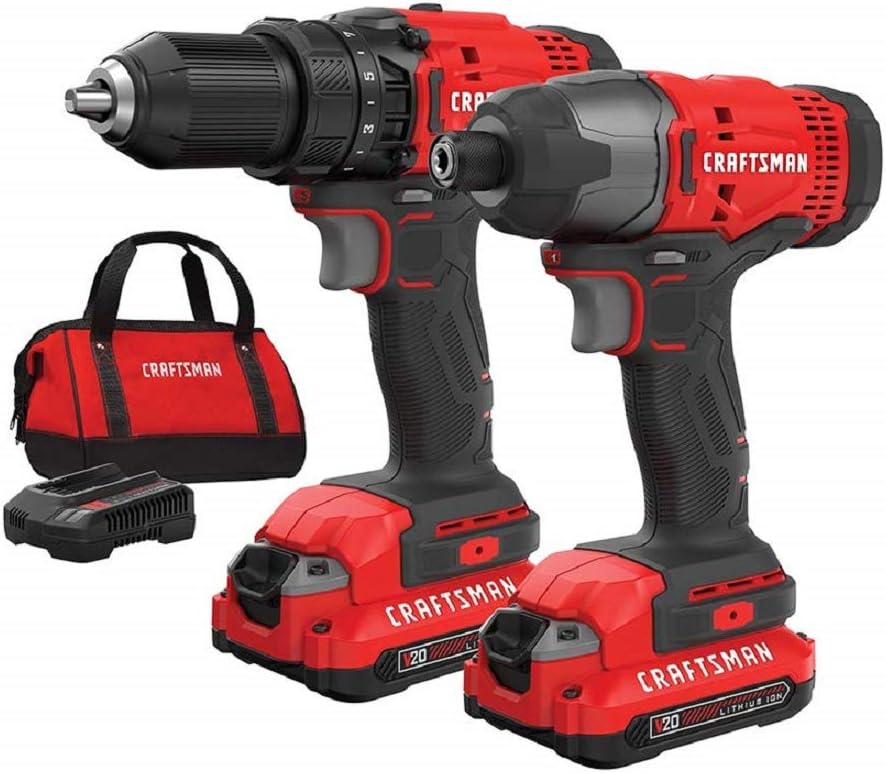 V20 MAX Cordless Drill and Impact Driver Power Tool Combo Kit with 2 Batteries and Charger