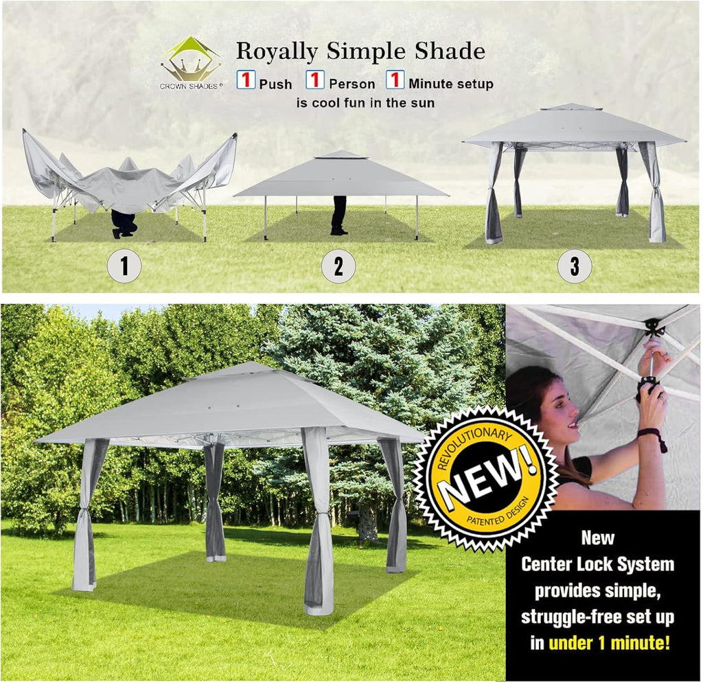 CROWN SHADES 13x13 Pop Up Gazebo Canopy Tent Gazebos on Clearance Outdoor Gazebo