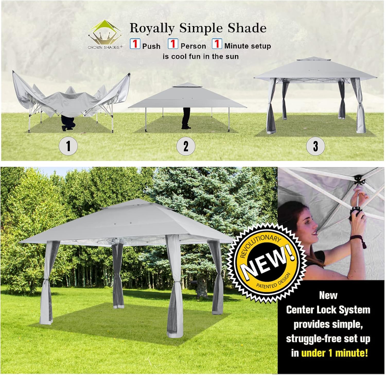 CROWN SHADES 13x13 Pop Up Gazebo Canopy Tent Gazebos on Clearance Outdoor Gazebo