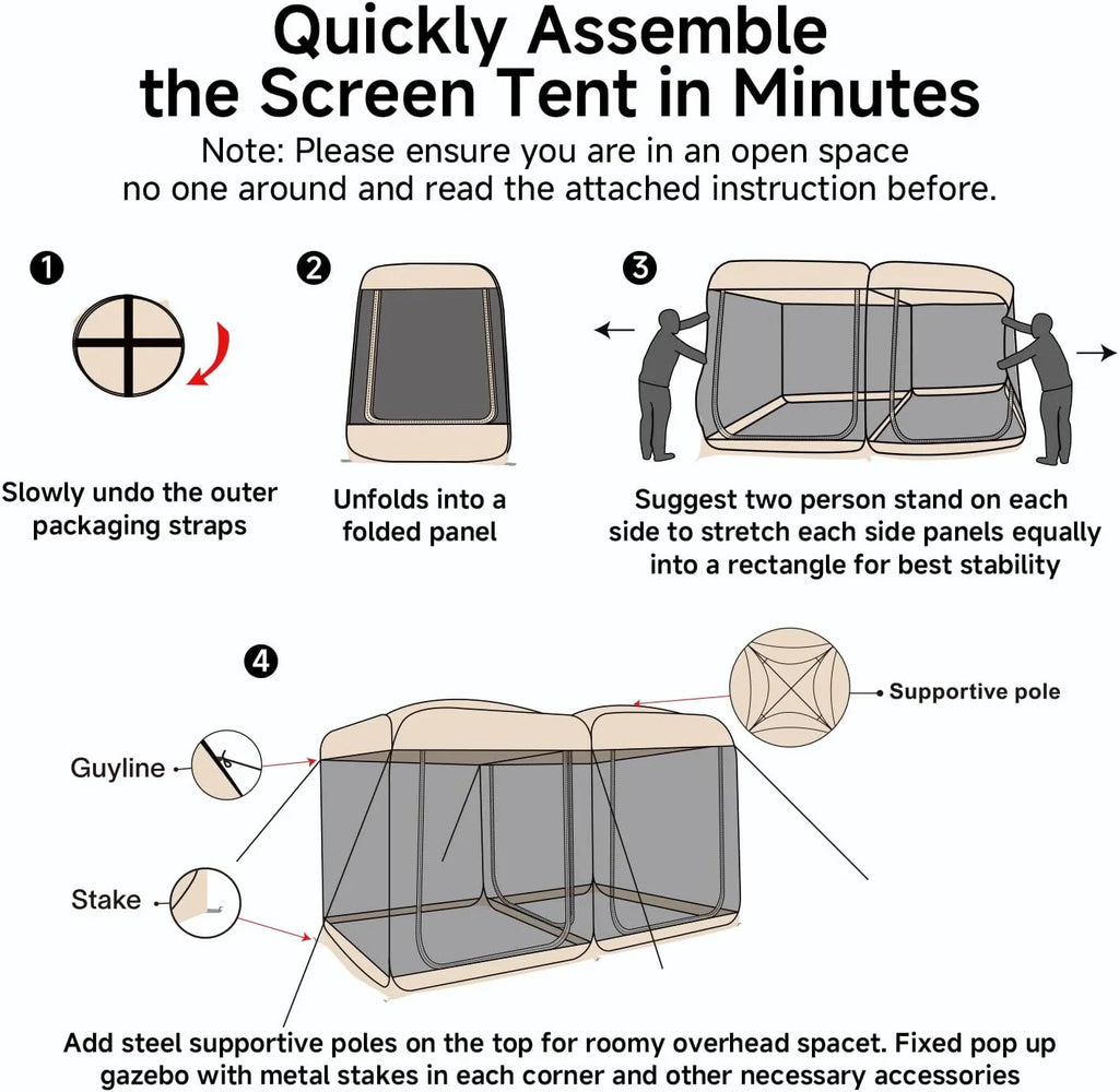 Alvantor Screen House Gazebo Pop Up Igloo Screened Canopy Tent with Mosquito Netting Sides
