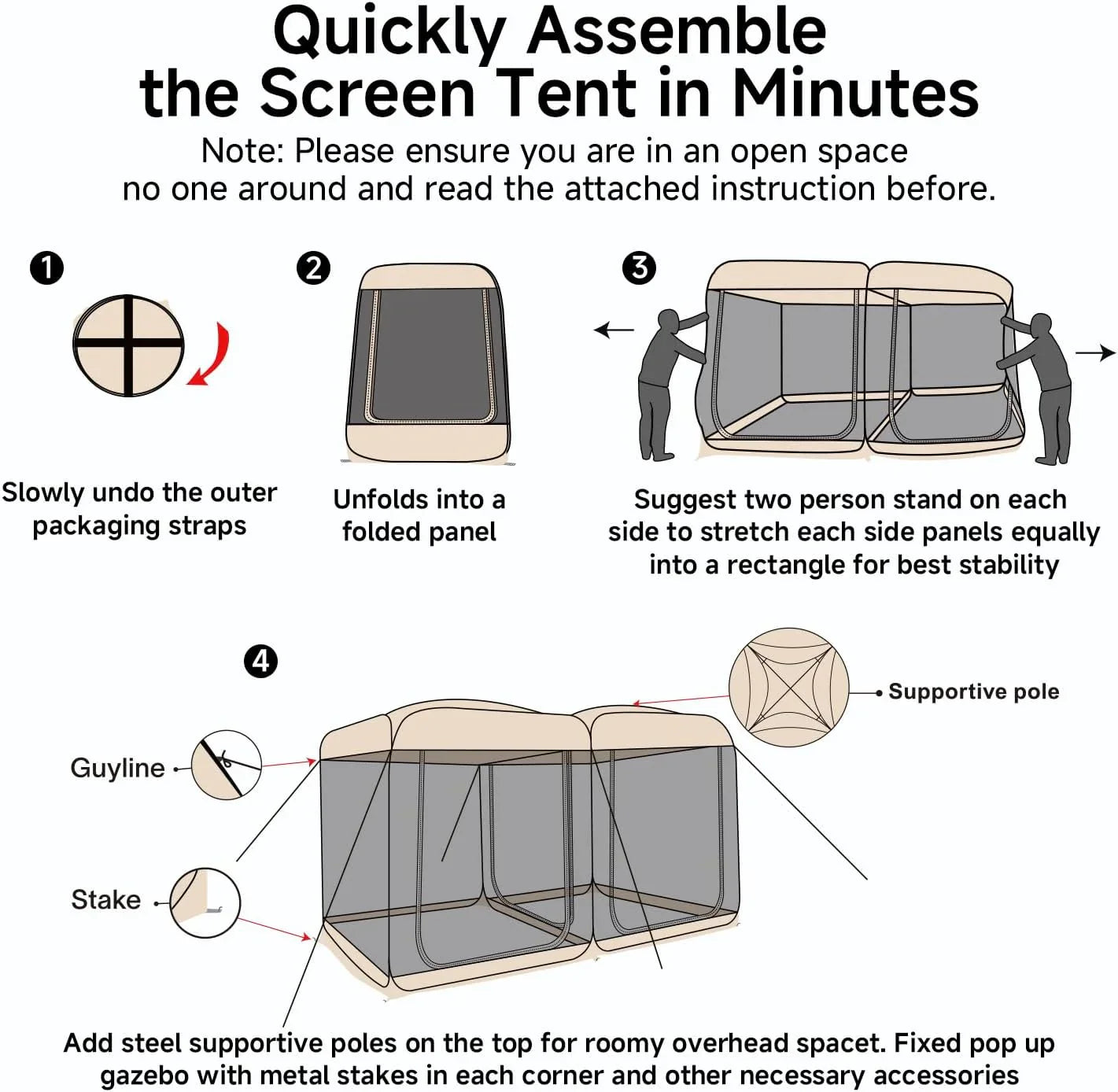 Alvantor Screen House Gazebo Pop Up Igloo Screened Canopy Tent with Mosquito Netting Sides
