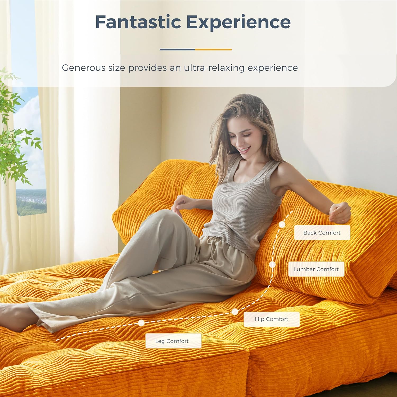 MAXYOYO Folding Sofa Bed Convertible Sleeper Chair with Pillow Foldable Mattress with Back Support