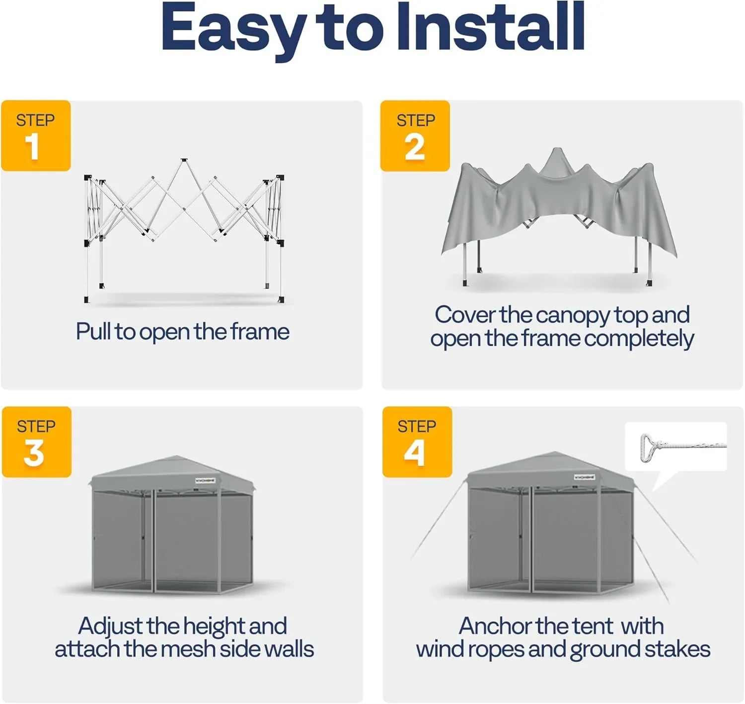 10x10ft Easy Pop-Up Canopy Outdoor Screen Tent with Mosquito Netting 2 Zipper Doors Roller Bag