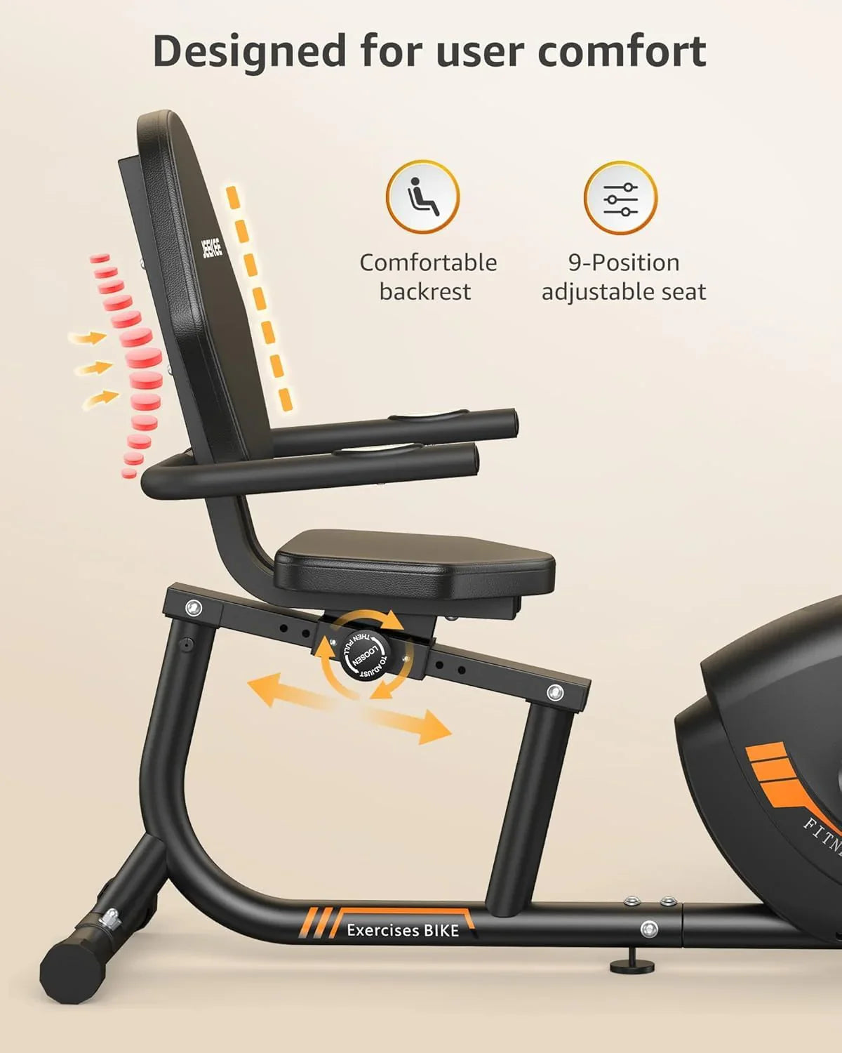 JEEKEE Recumbent Exercise Bike for Adults Seniors Indoor Magnetic Cycling Fitness Equipment