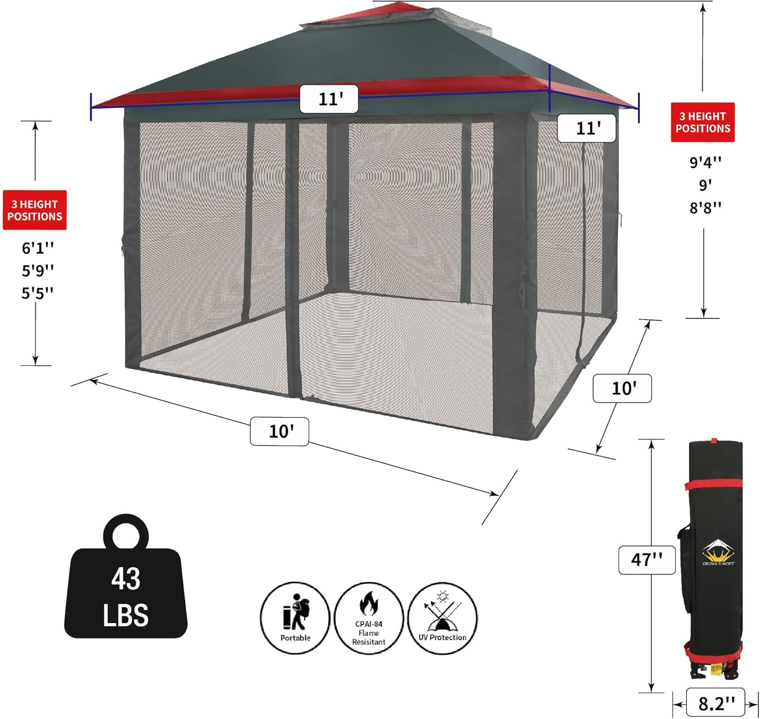 CROWN SHADES 13x13 Pop Up Gazebo Canopy Tent Gazebos on Clearance Outdoor Gazebo