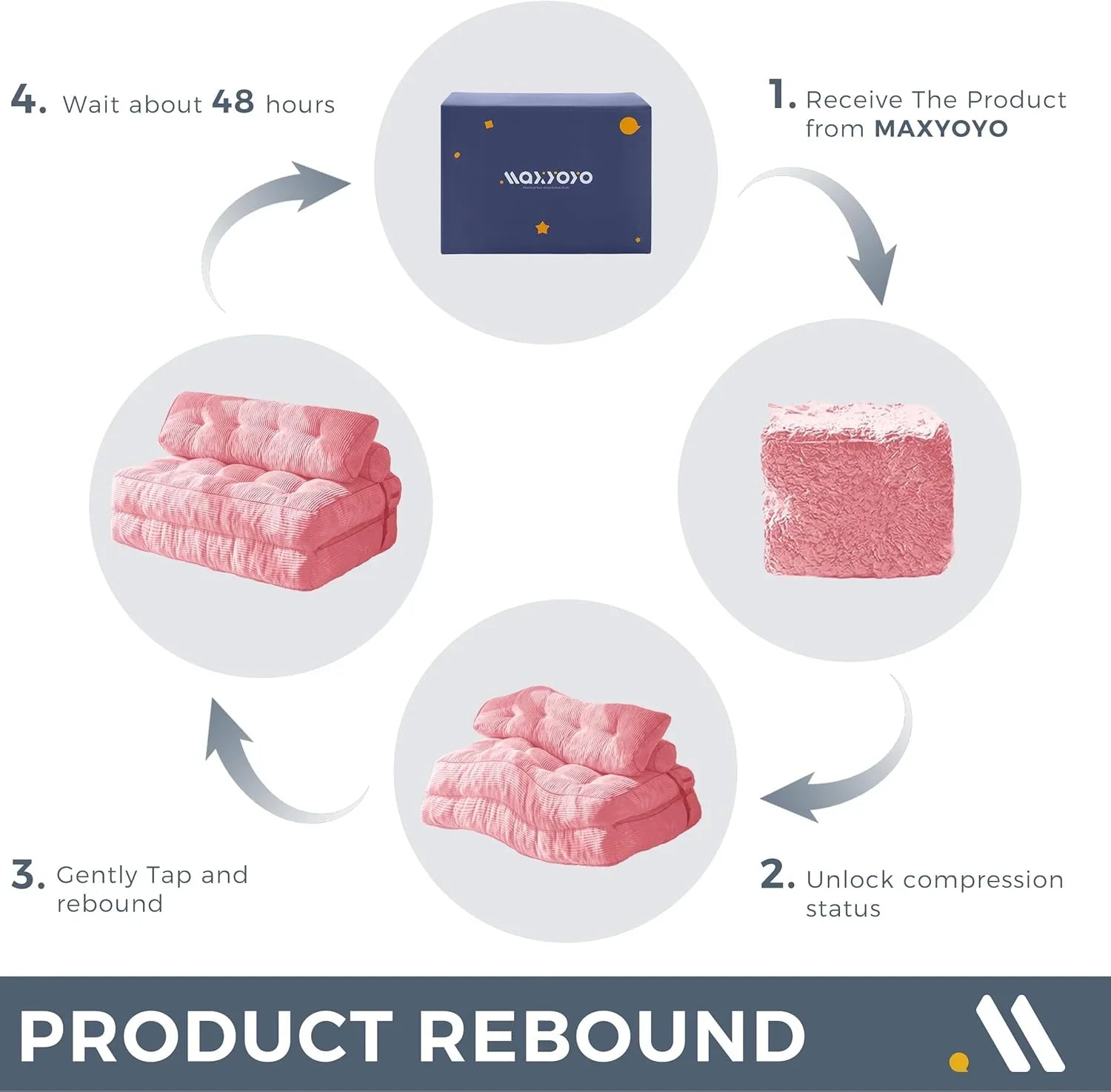 MAXYOYO Folding Sofa Bed Convertible Sleeper Chair with Pillow Foldable Mattress with Back Support