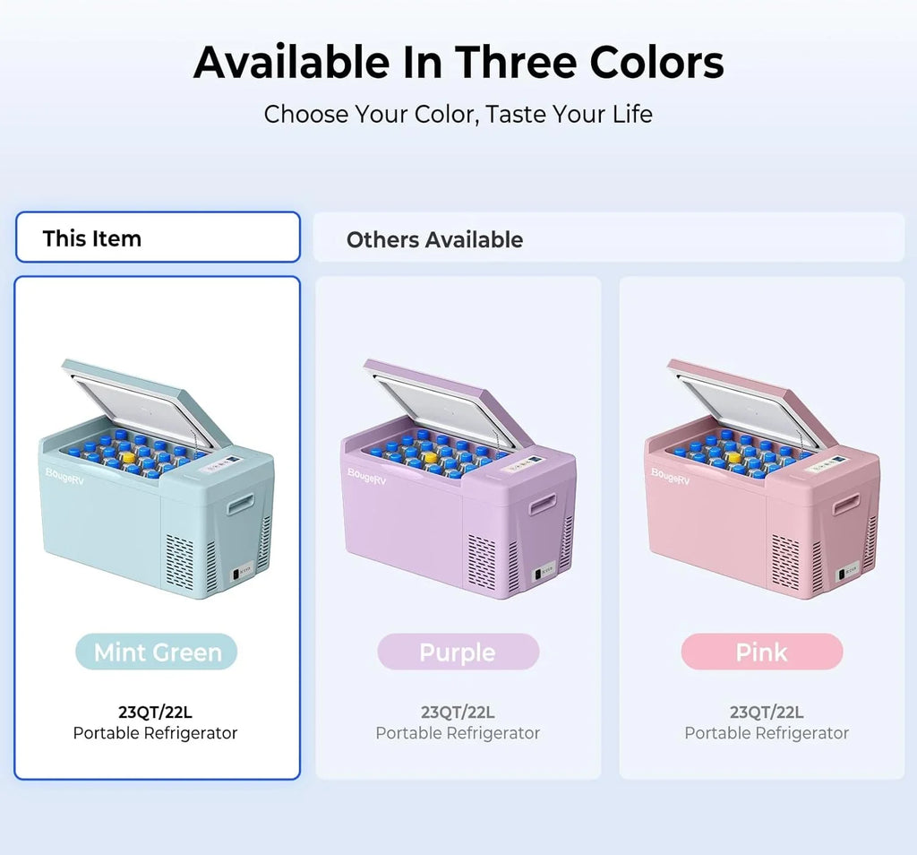 BougeRV 12 Volt Refrigerator 12V Car Fridge 23 Quart Portable Freezer Compressor Cooler