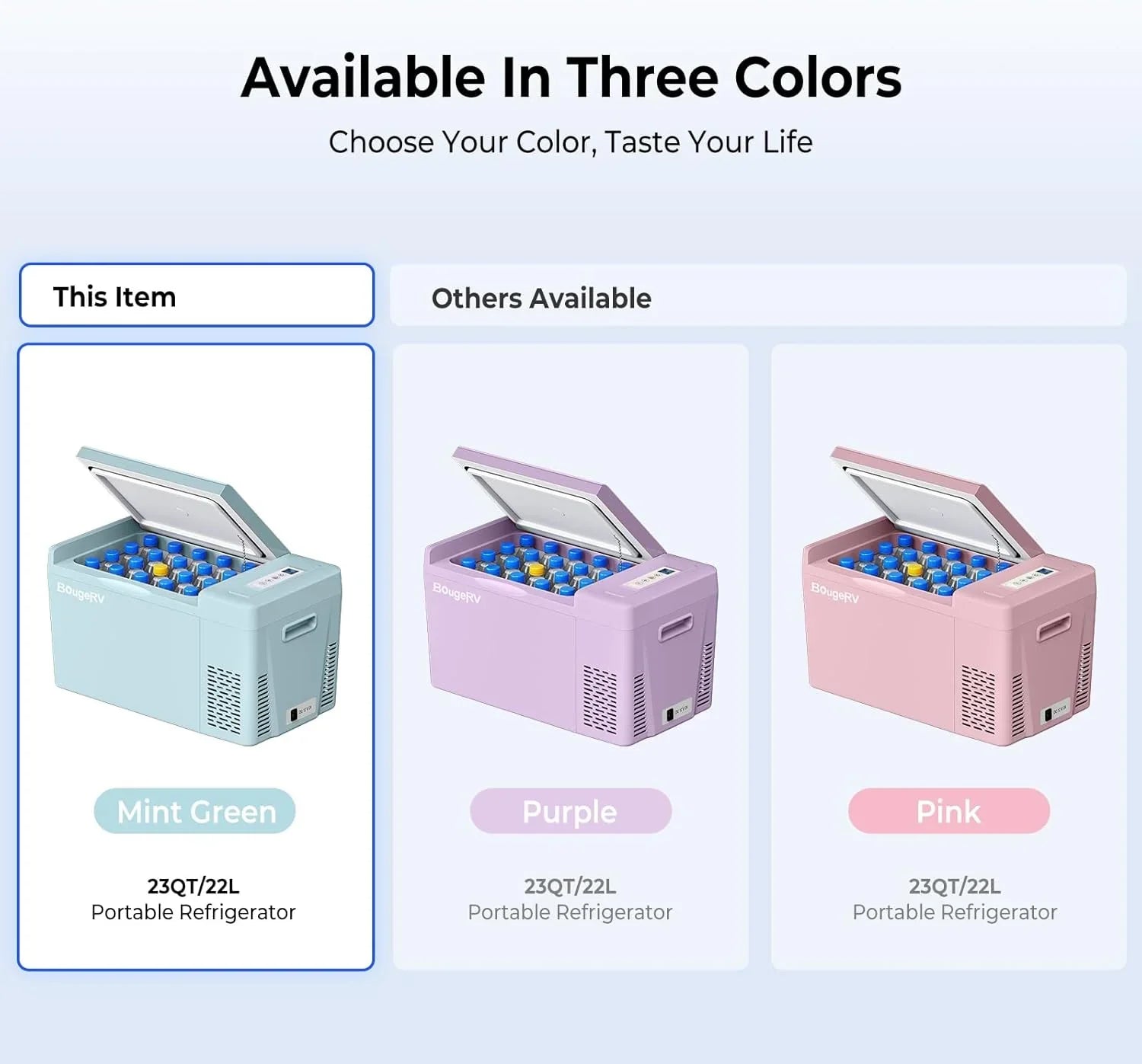 BougeRV 12 Volt Refrigerator 12V Car Fridge 23 Quart Portable Freezer Compressor Cooler