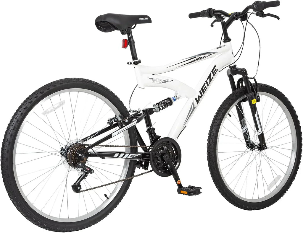 WEIZE Mountain Bike 26 27.5 inch Outdoor Hybrid Bikes 18-Speed High-Carbon Steel Full Suspension