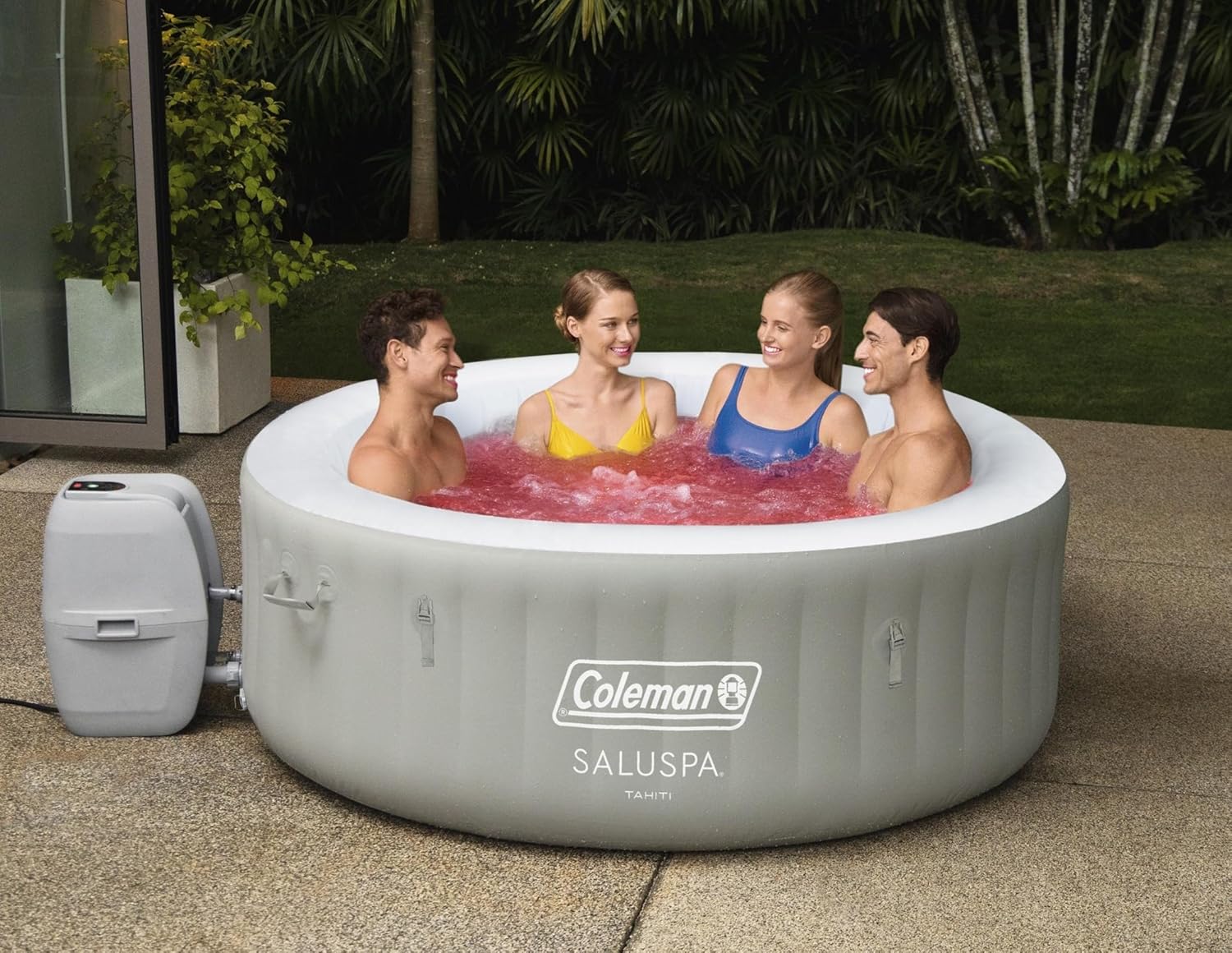 Bestway Palm Springs 4 to 6 Person EnergySense Smart AirJet Plus Inflatable Hot Tub Outdoor Spa