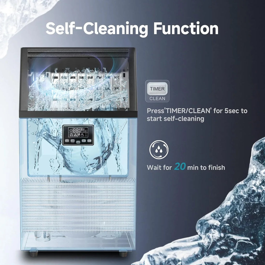 EUHOMY Commercial Ice Maker Machine 100lbs/24H Stainless Steel Under Counter ice Machine