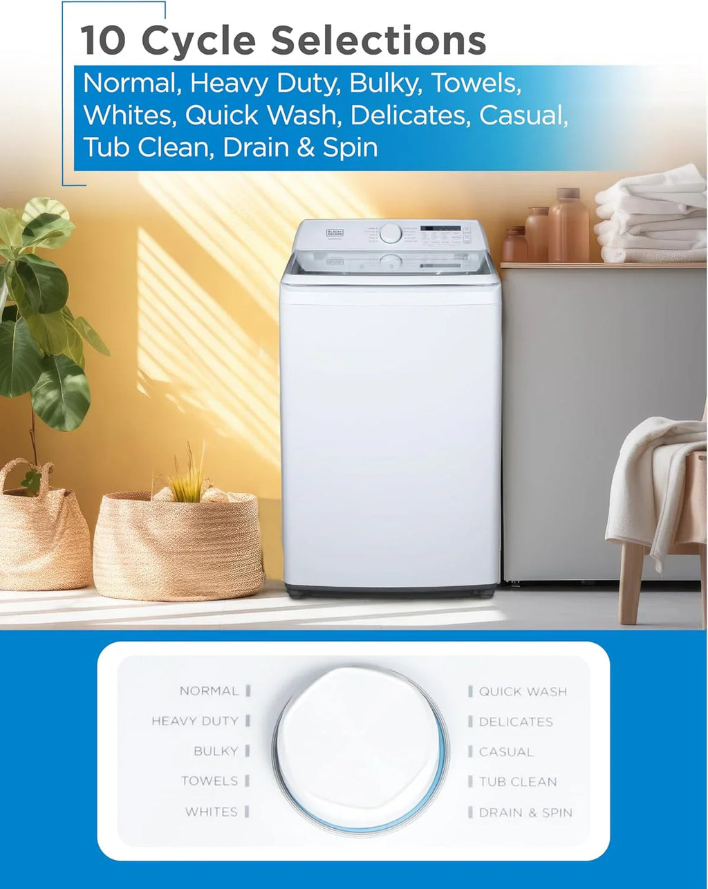 Portable Washer 6.6 lb. Capacity Washing Machine for Homes & Apartments 5 Wash Cycles