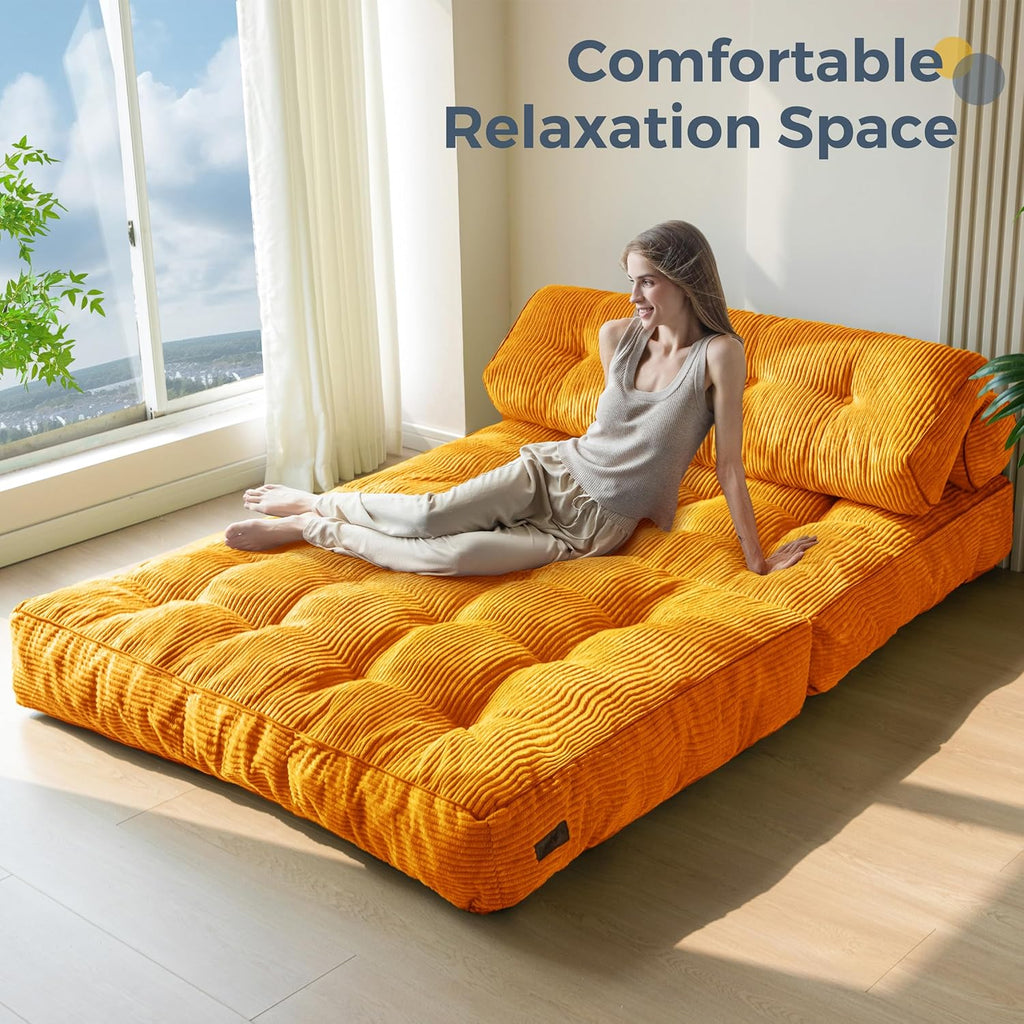 MAXYOYO Folding Sofa Bed Convertible Sleeper Chair with Pillow Foldable Mattress with Back Support