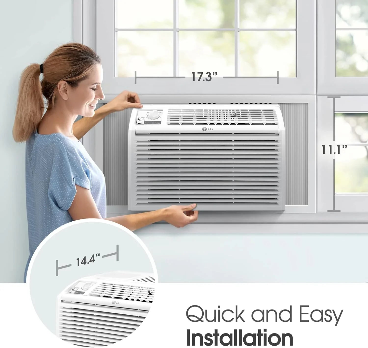 LG 5000 BTU Window Air Conditioners Easy Mechanical Control Ultra-Quiet Compact-size Cools Filter