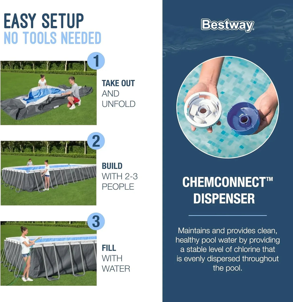 Power Steel 14' x 8'2" x 39.5" Oval Above Ground Pool Set Includes 530gal Filter Pump Ladder