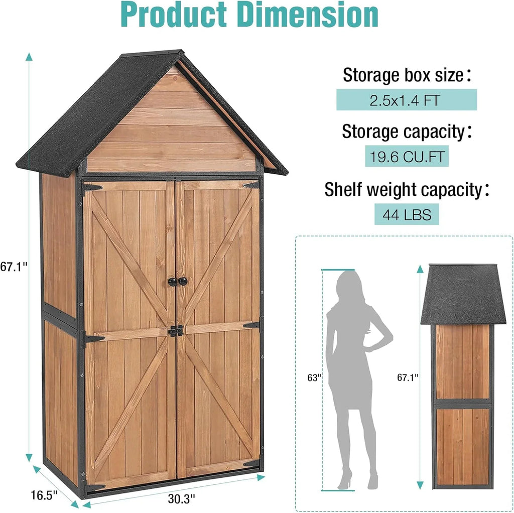 Sheds Outdoor Storage Garden Shed with Metal Frame Structure Adjustable Shelves Capacity Storage