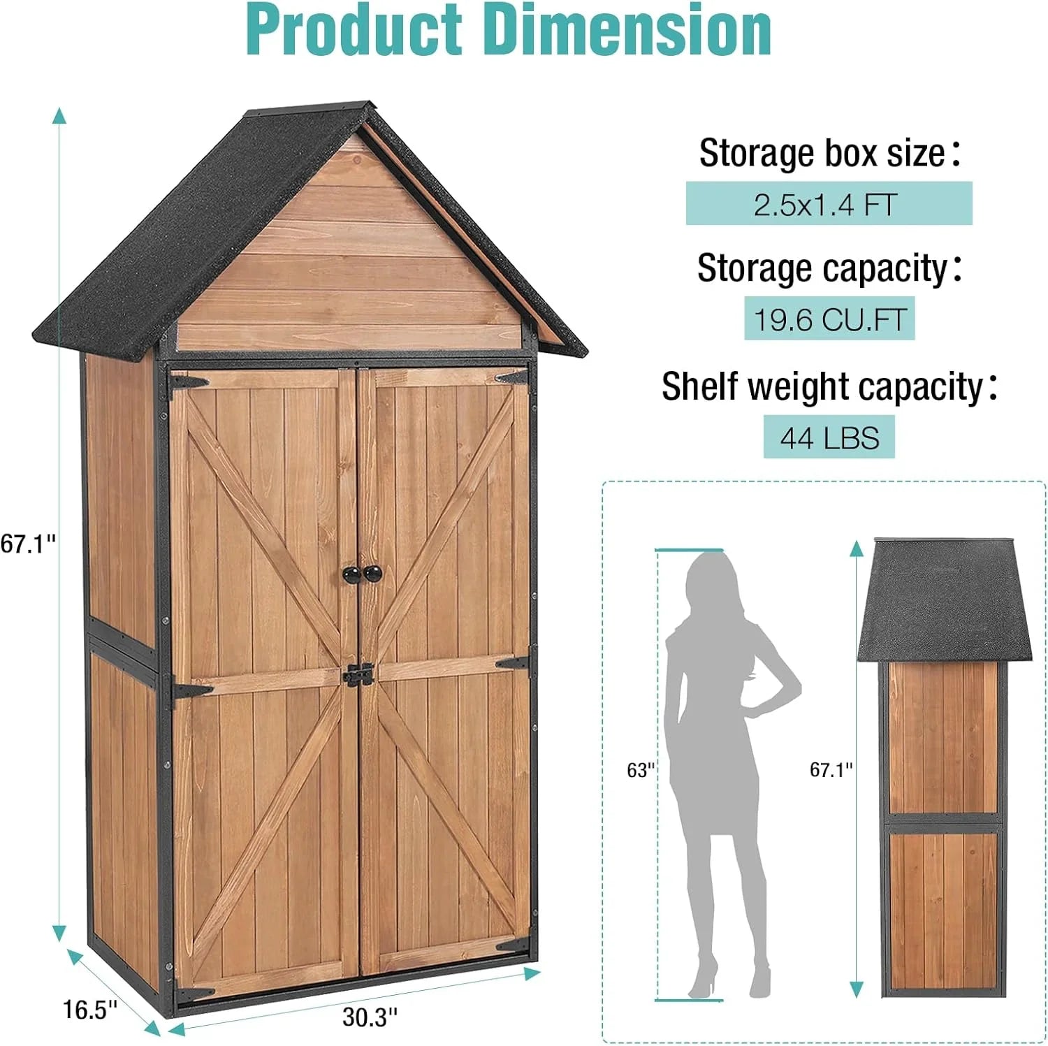 Sheds Outdoor Storage Garden Shed with Metal Frame Structure Adjustable Shelves Capacity Storage