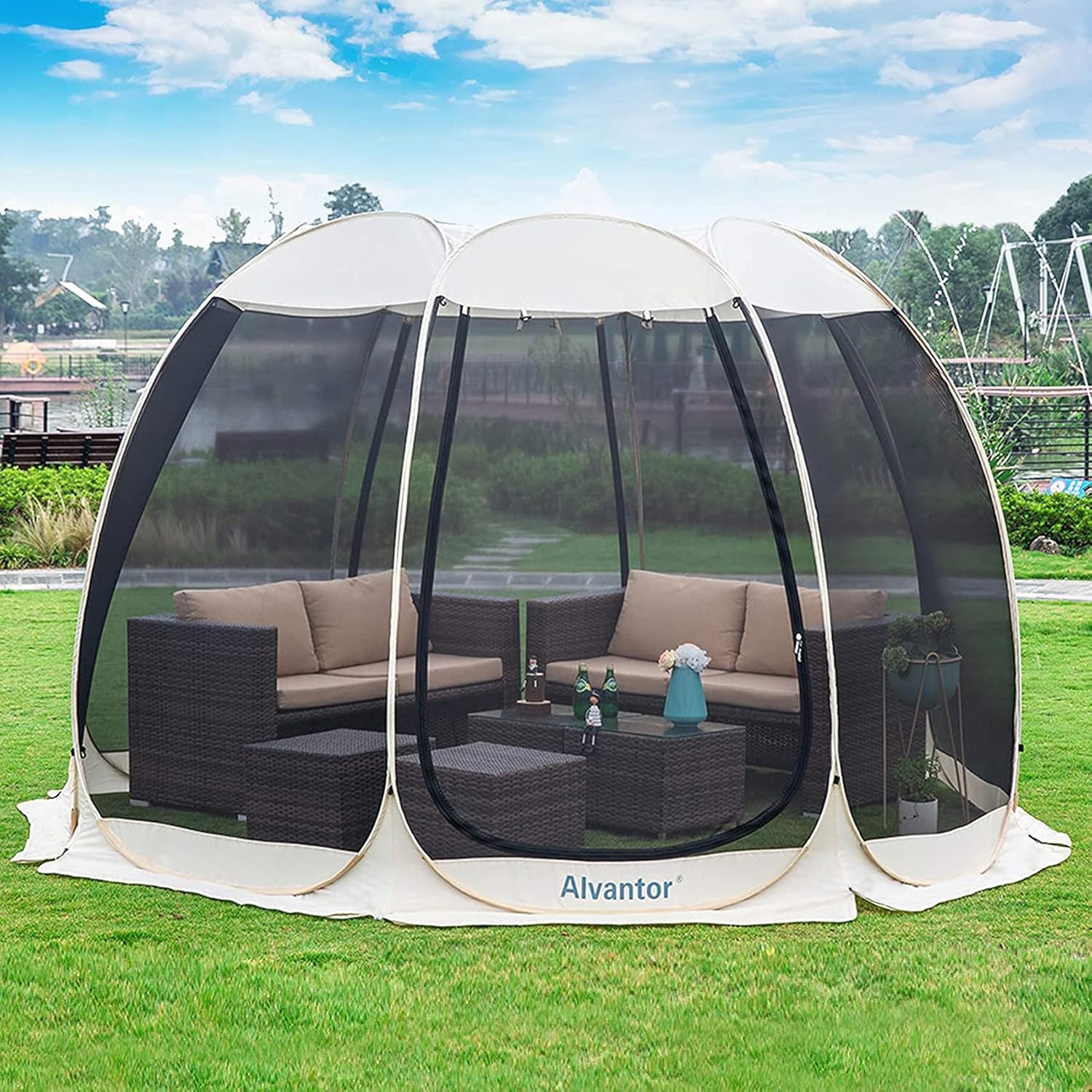 Alvantor Screen House Gazebo Pop Up Igloo Screened Canopy Tent with Mosquito Netting Sides