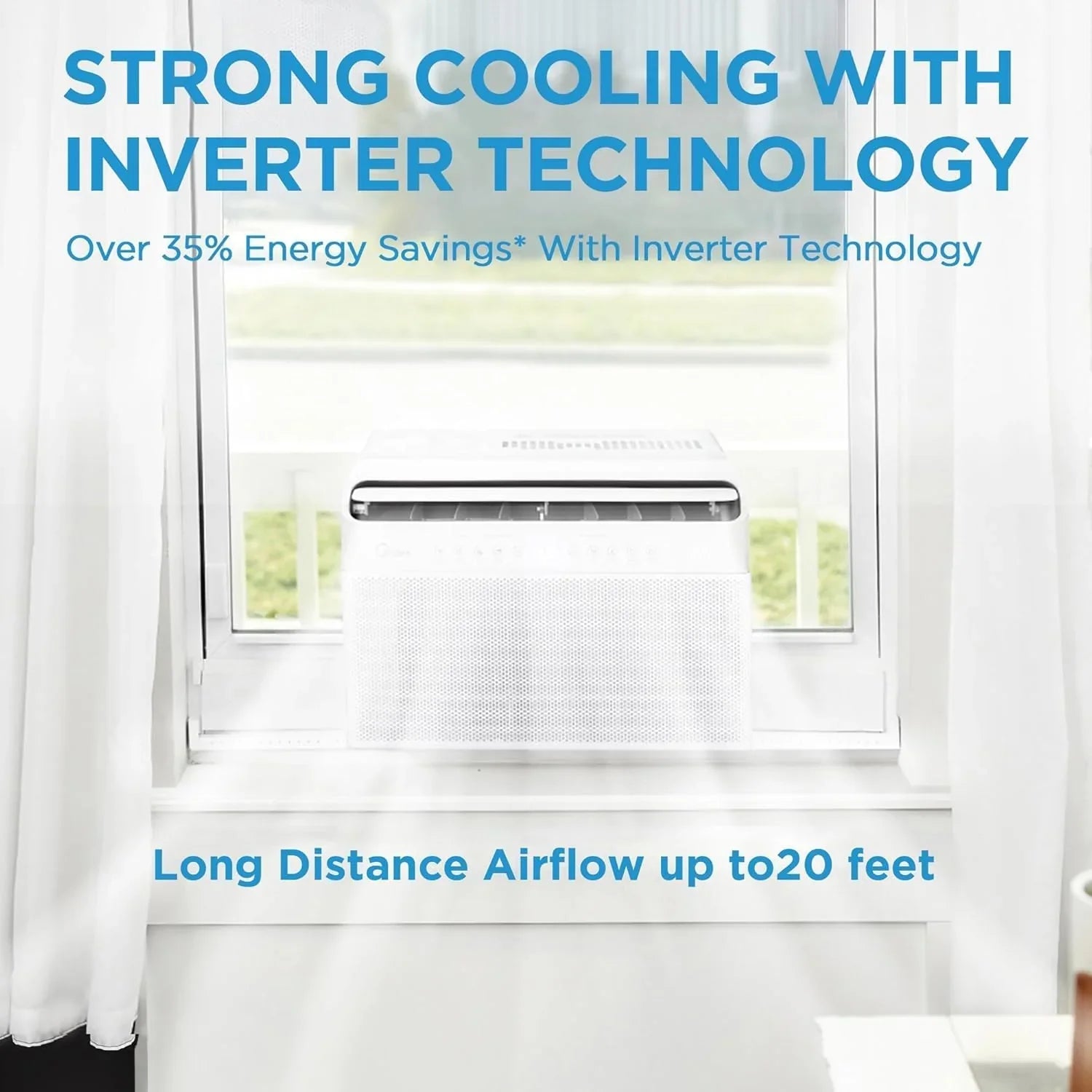 Midea 12,000 BTU U-Shaped Smart Inverter Window Air Conditioner Cools up to 550 square feet