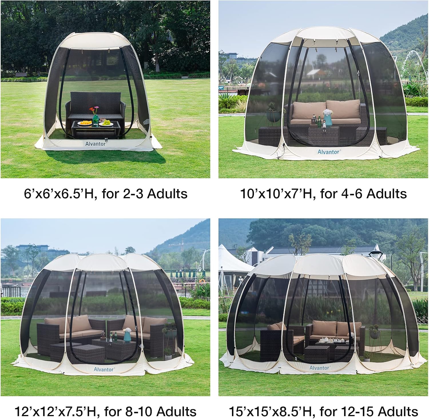 Alvantor Screen House Gazebo Pop Up Igloo Screened Canopy Tent with Mosquito Netting Sides
