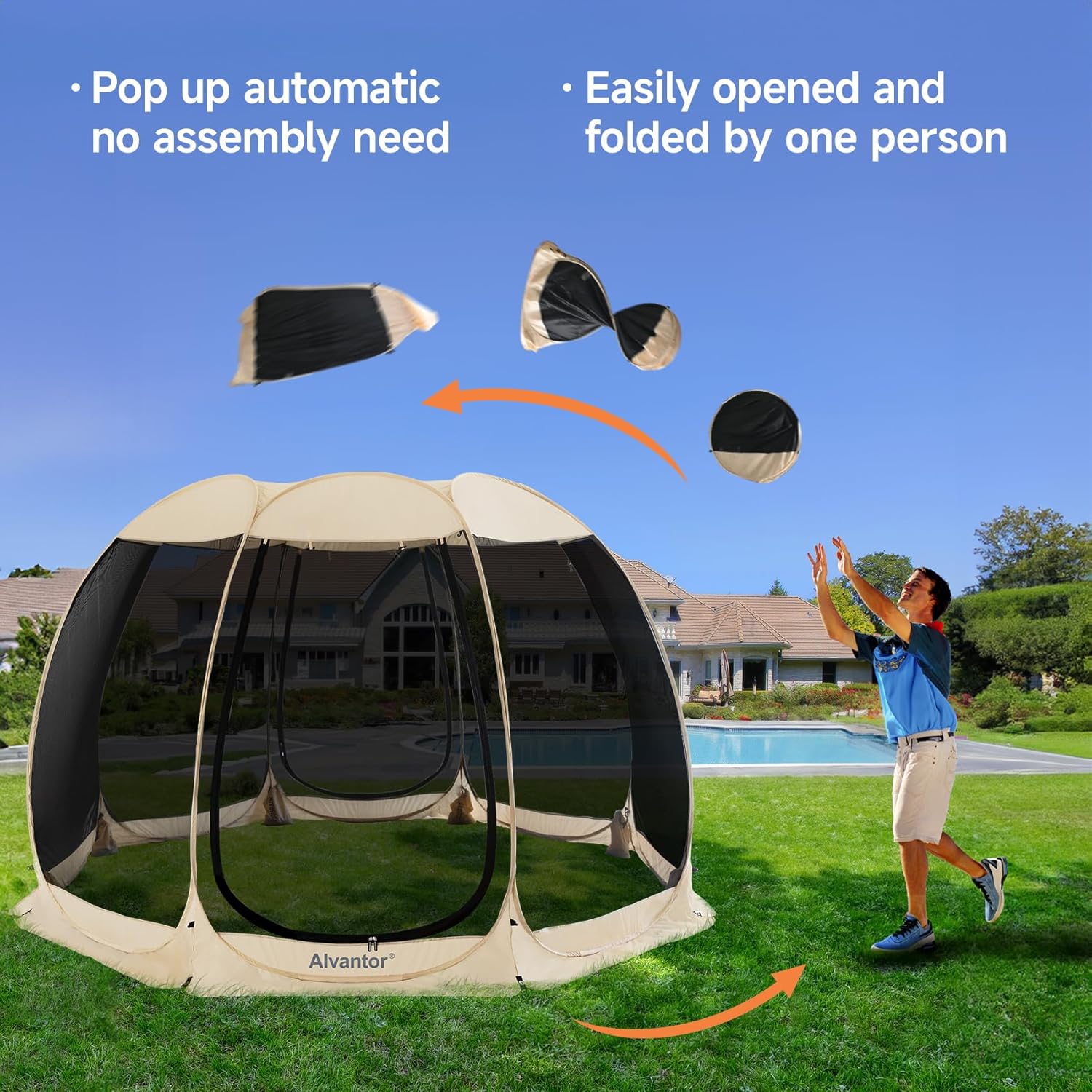 Alvantor Screen House Gazebo Pop Up Igloo Screened Canopy Tent with Mosquito Netting Sides