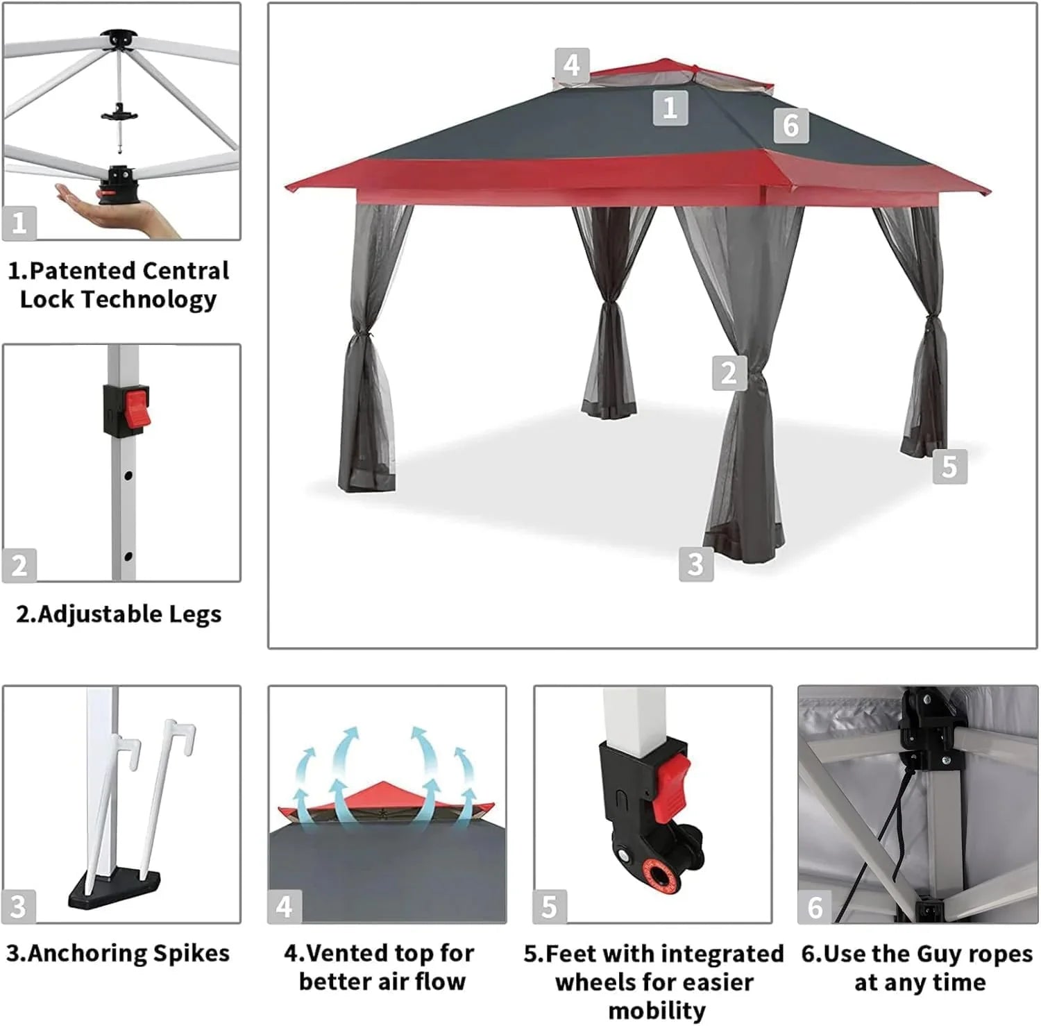 CROWN SHADES 13x13 Pop Up Gazebo Canopy Tent Gazebos on Clearance Outdoor Gazebo