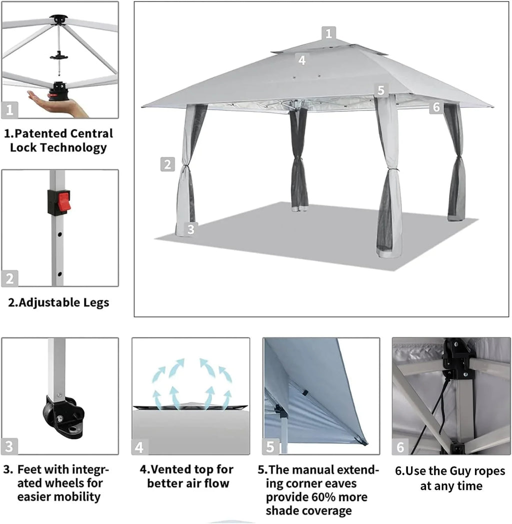 CROWN SHADES 13x13 Pop Up Gazebo Canopy Tent Gazebos on Clearance Outdoor Gazebo