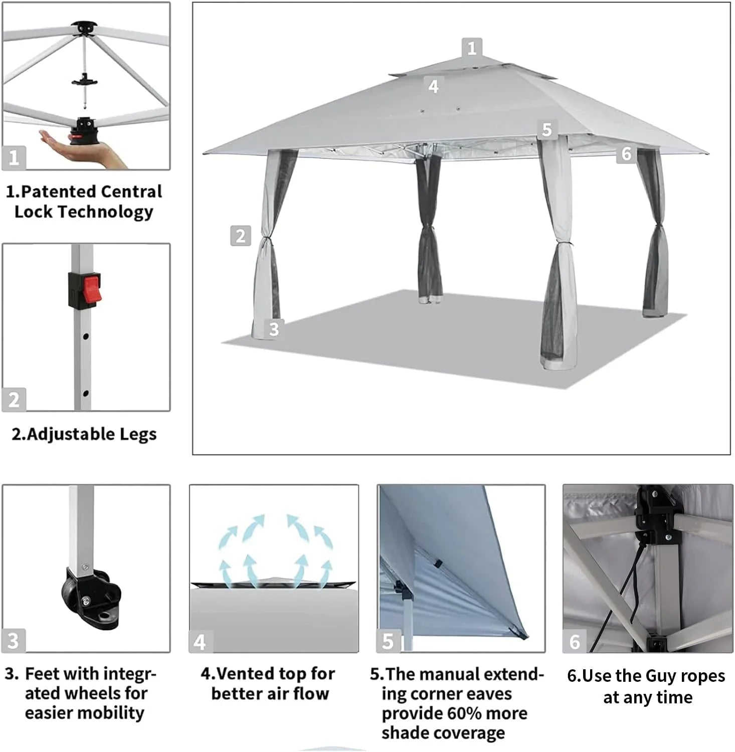 CROWN SHADES 13x13 Pop Up Gazebo Canopy Tent Gazebos on Clearance Outdoor Gazebo