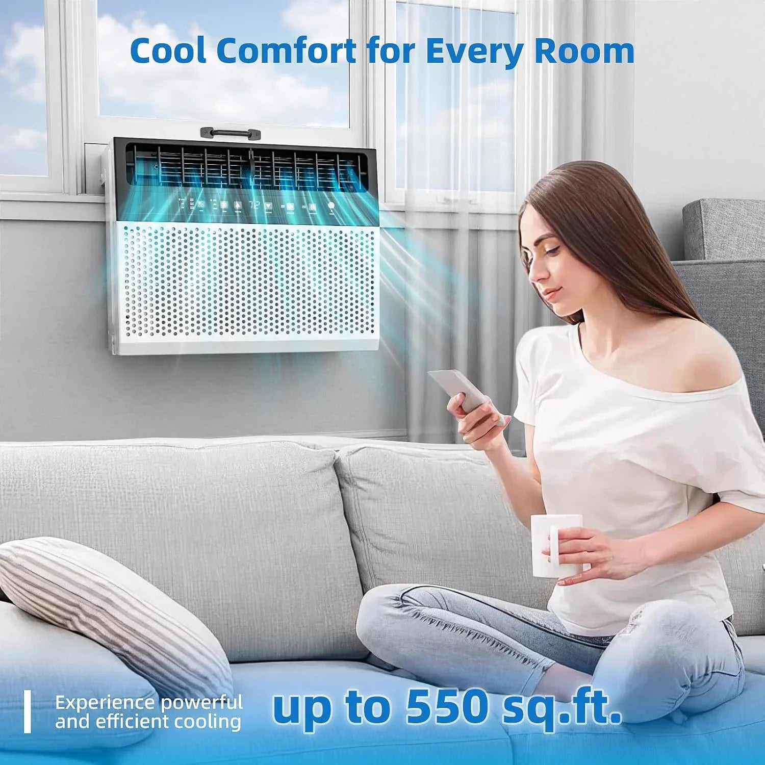 Antarctic Star 12,000 BTU U-Shaped Window Air Conditioner Unit Cools up to 550 Sq.Ft. with 6 Modes