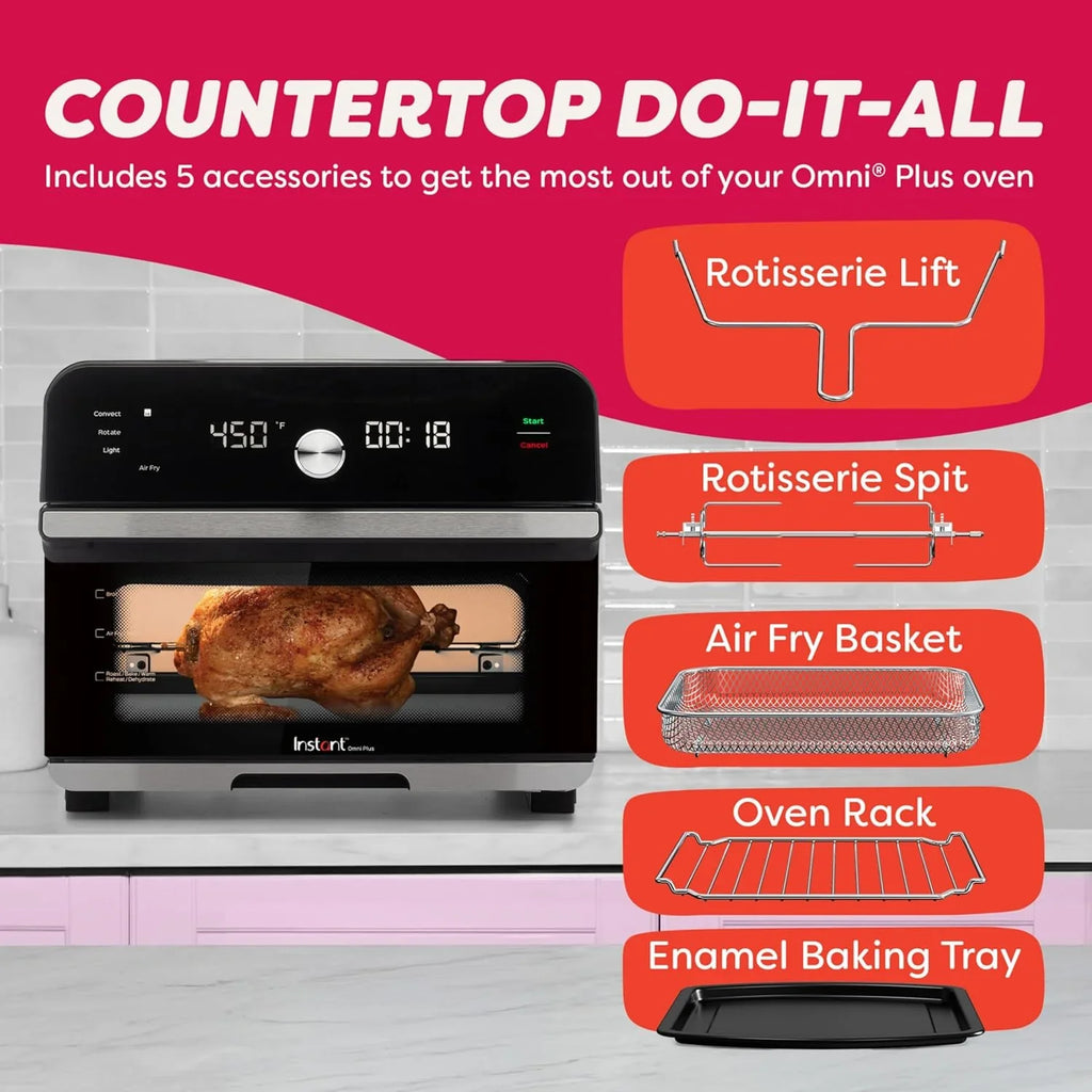 Instant Pot Omni Plus 19QT/18L Toaster Oven Air Fryer 10-in-1 Functions Fits 12" Pizza Crisp Broil