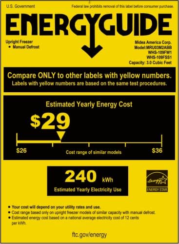 Upright Freezer Large Black 3.0 Cubic Feet