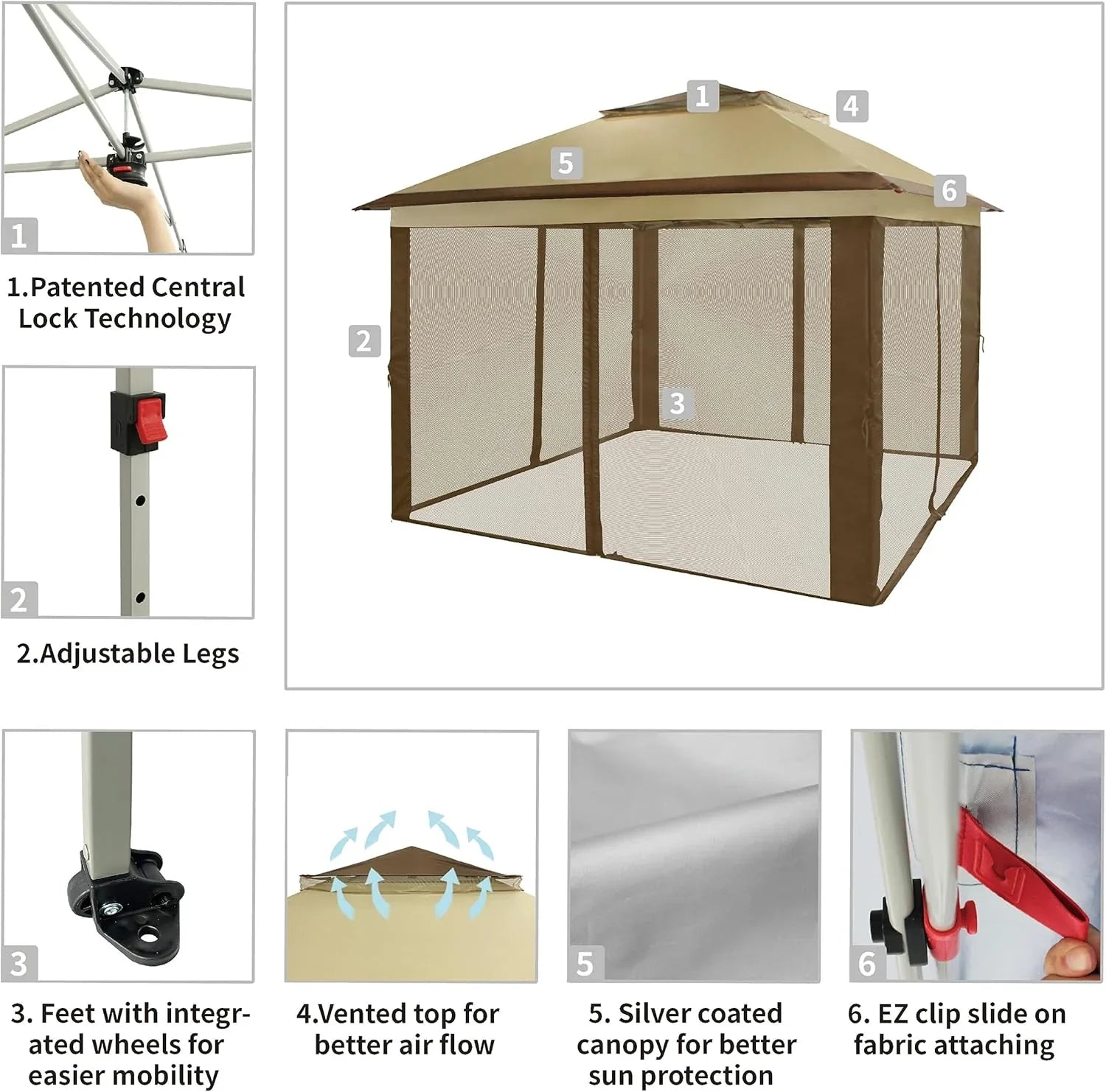 CROWN SHADES 13x13 Pop Up Gazebo Canopy Tent Gazebos on Clearance Outdoor Gazebo