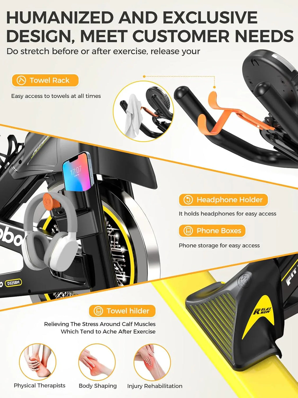 pooboo Exercise Bike Adjustable Magnetic/Brake Pad Resistance Silent Belt Drive Cycling Bike