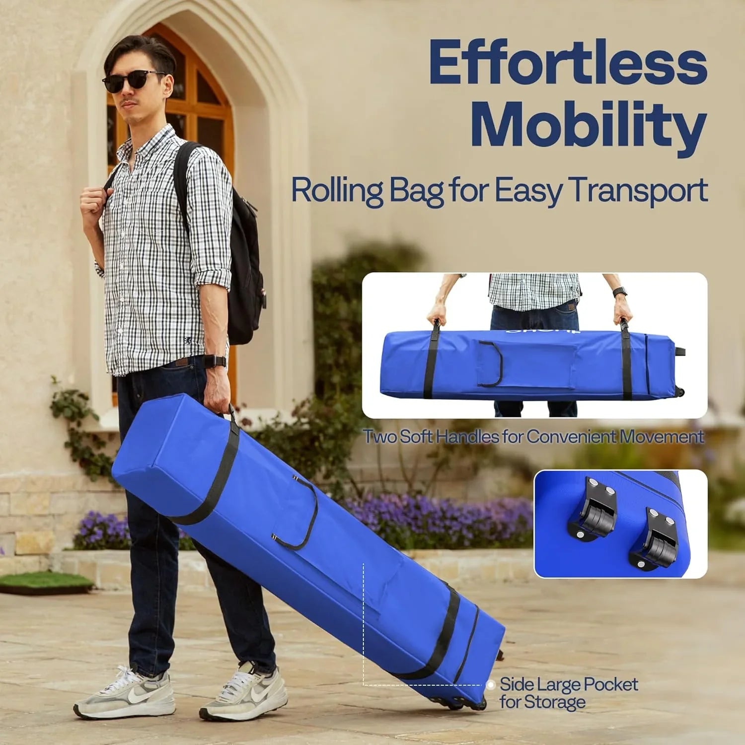 10x10ft Easy Pop-Up Canopy Outdoor Screen Tent with Mosquito Netting 2 Zipper Doors Roller Bag