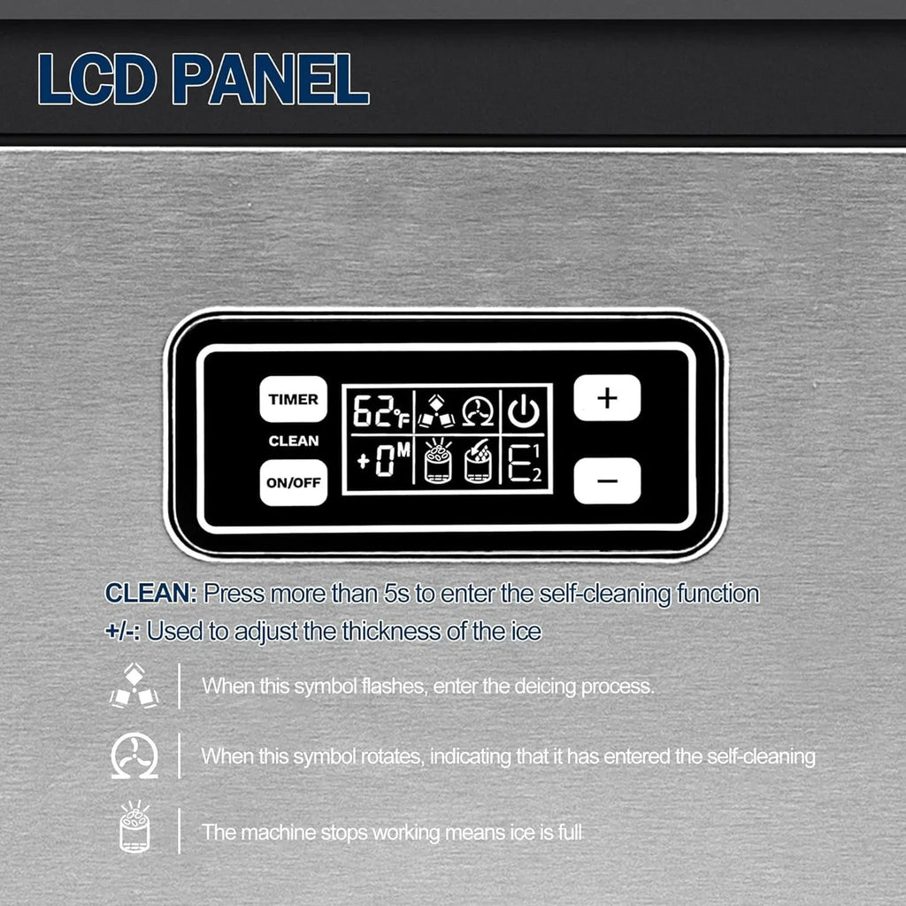 EUHOMY Commercial Ice Maker Machine 100lbs/24H Stainless Steel Under Counter ice Machine