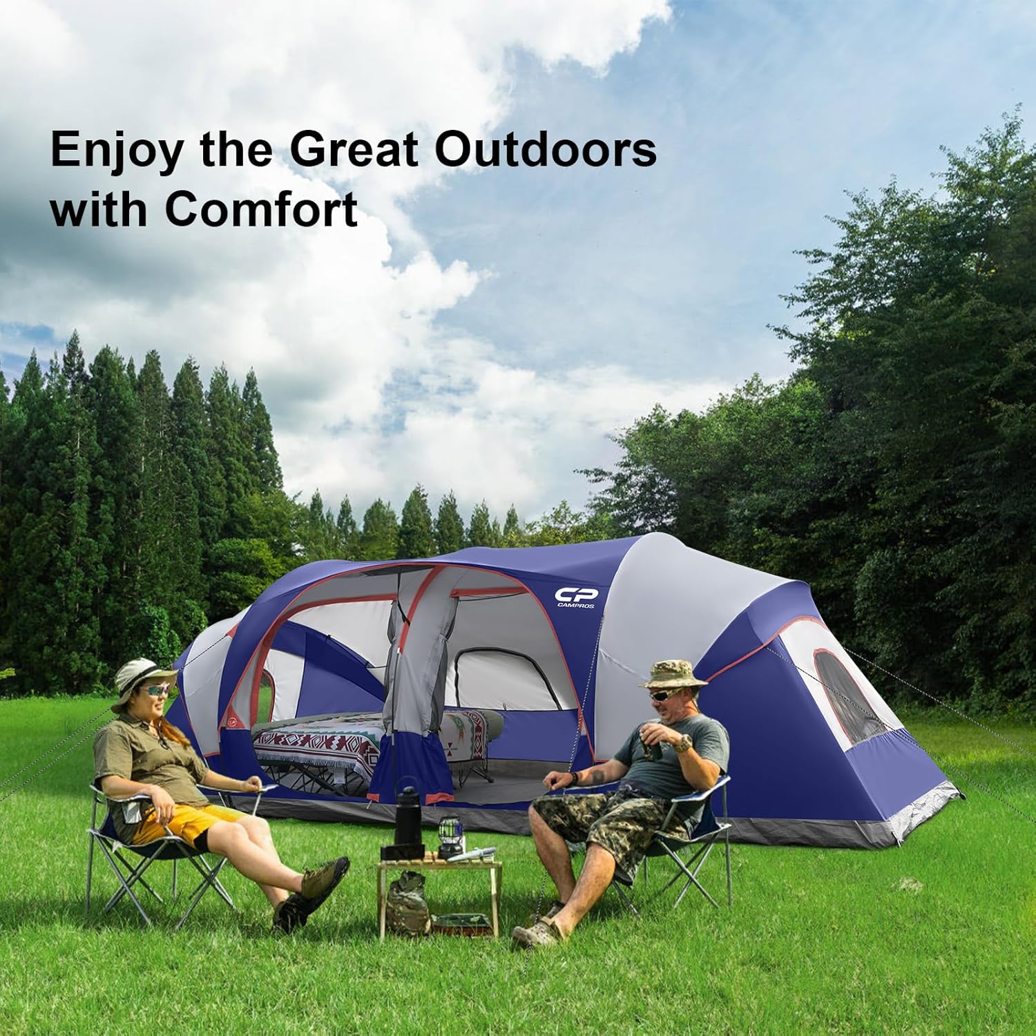 CAMPROS CP Tent 12-Person-Camping-Tents 3 Room Family Tents Waterproof Family Tent
