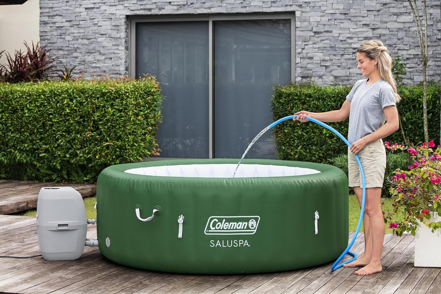 Bestway Palm Springs 4 to 6 Person EnergySense Smart AirJet Plus Inflatable Hot Tub Outdoor Spa