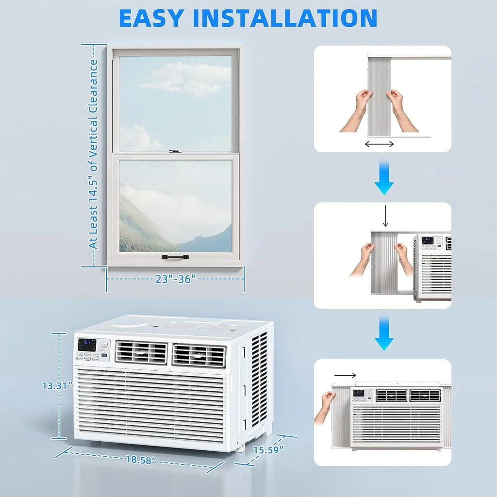 Antarctic Star 12,000 BTU U-Shaped Window Air Conditioner Unit Cools up to 550 Sq.Ft. with 6 Modes