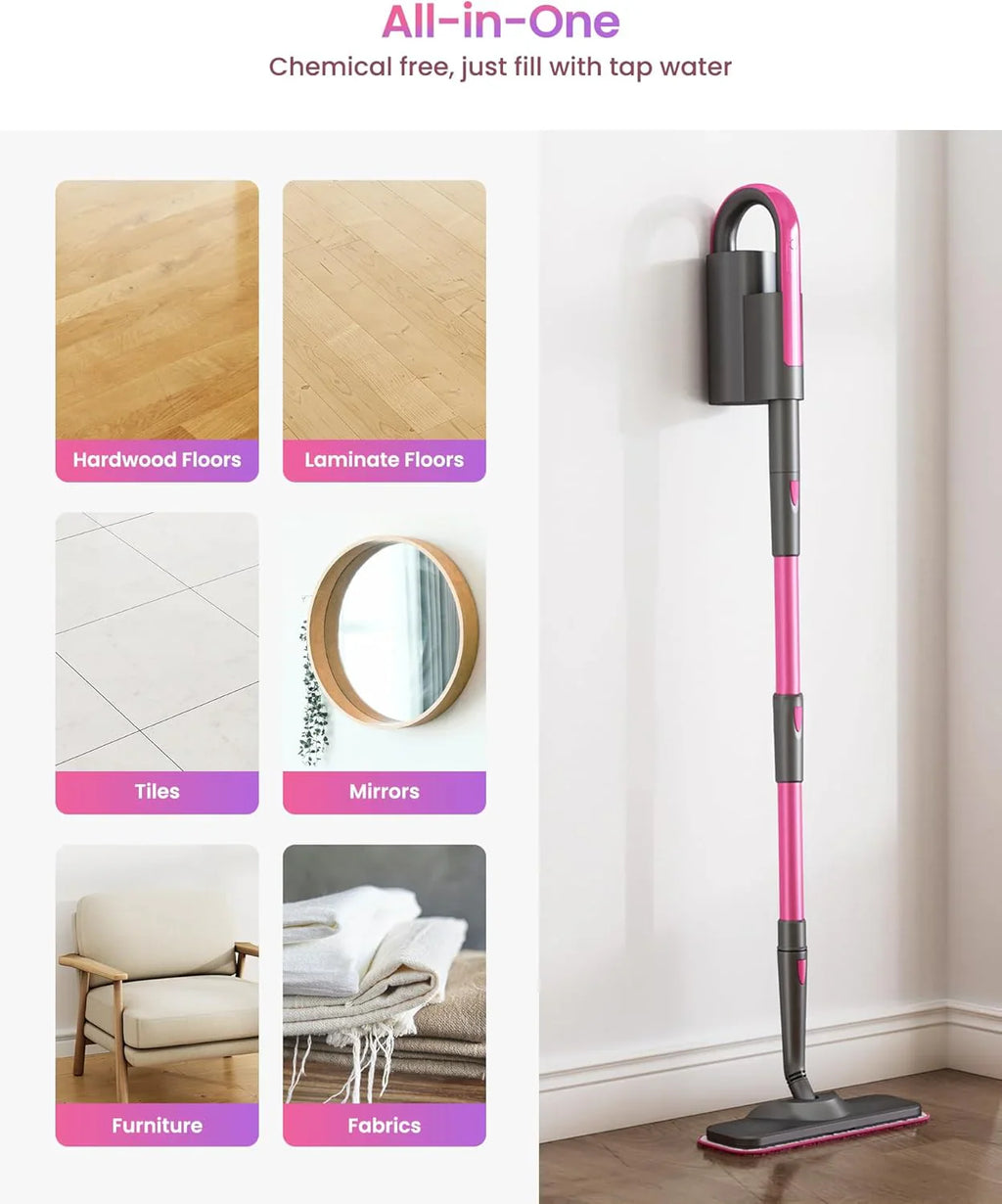 7-in-1 Steam Mop Dual-Rod Design with Detachable Handheld Steamer for Walls Grouts Hard Floors