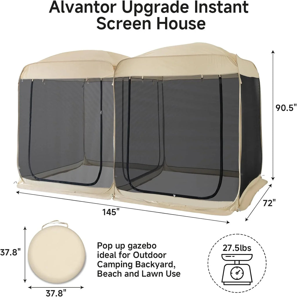Alvantor Screen House Gazebo Pop Up Igloo Screened Canopy Tent with Mosquito Netting Sides