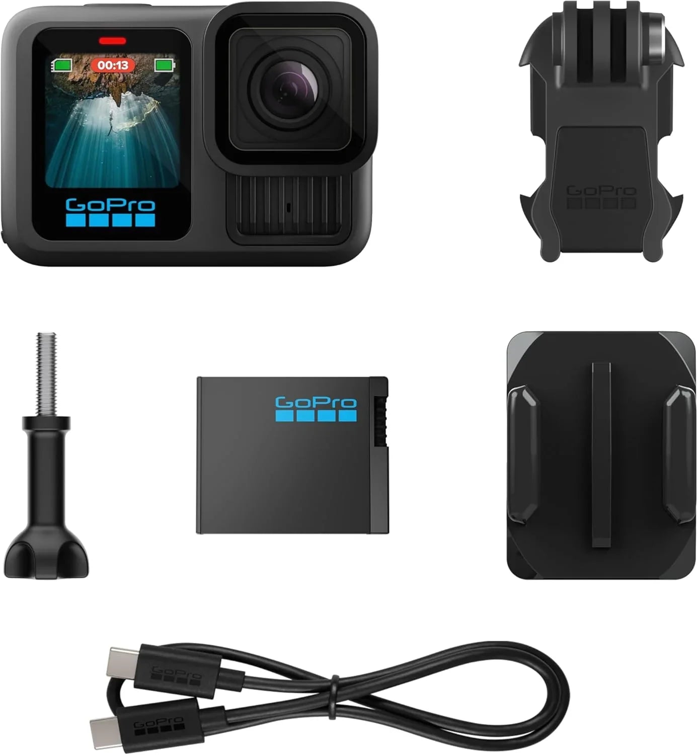 Black Waterproof Action Camera with 5.3K60 Video 27MP Photo Compatability HB-Series Lenses
