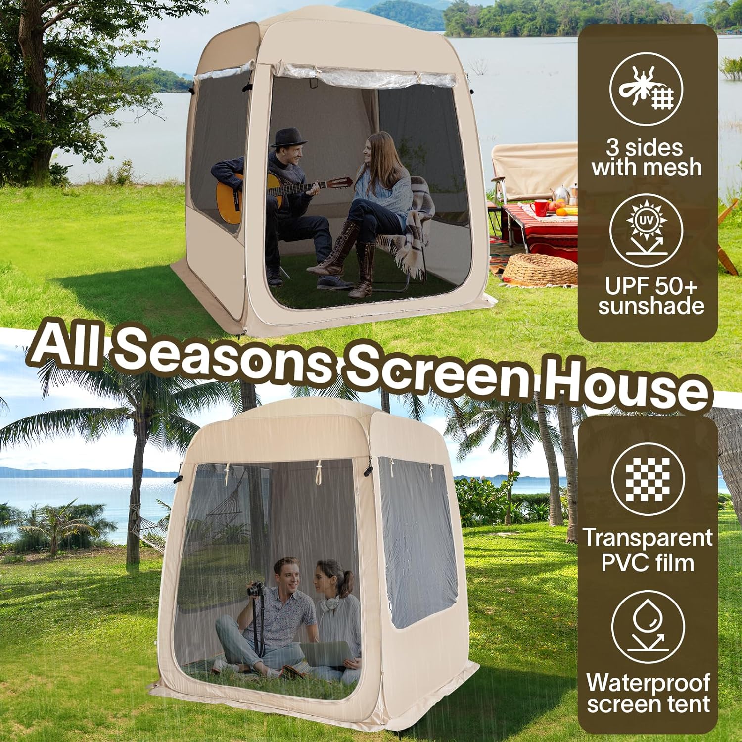 Alvantor Screen House Gazebo Pop Up Igloo Screened Canopy Tent with Mosquito Netting Sides