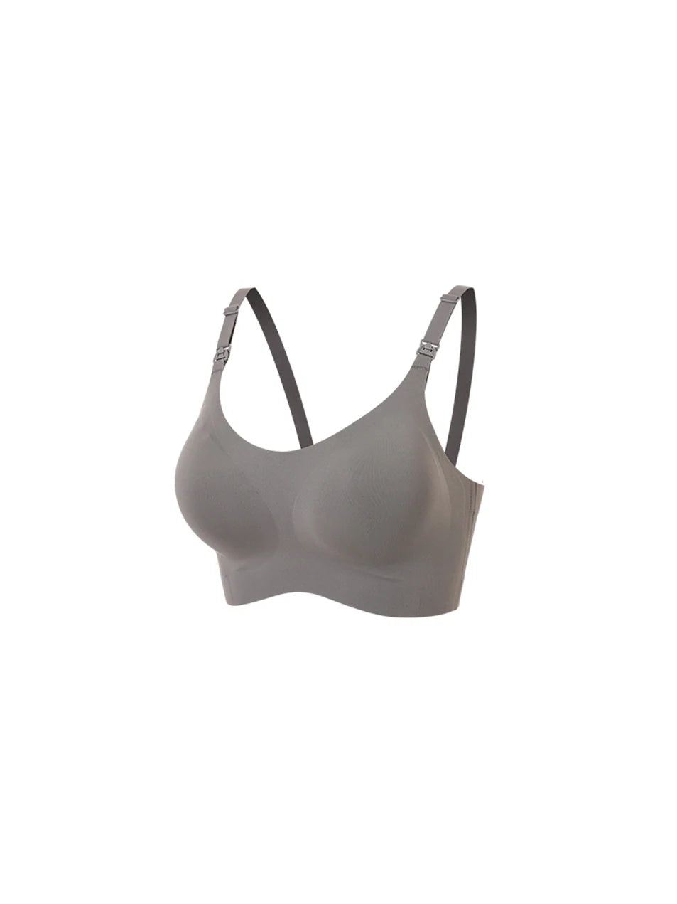 Maternity Seamless Nursing Bra Solid Color Dark Gray