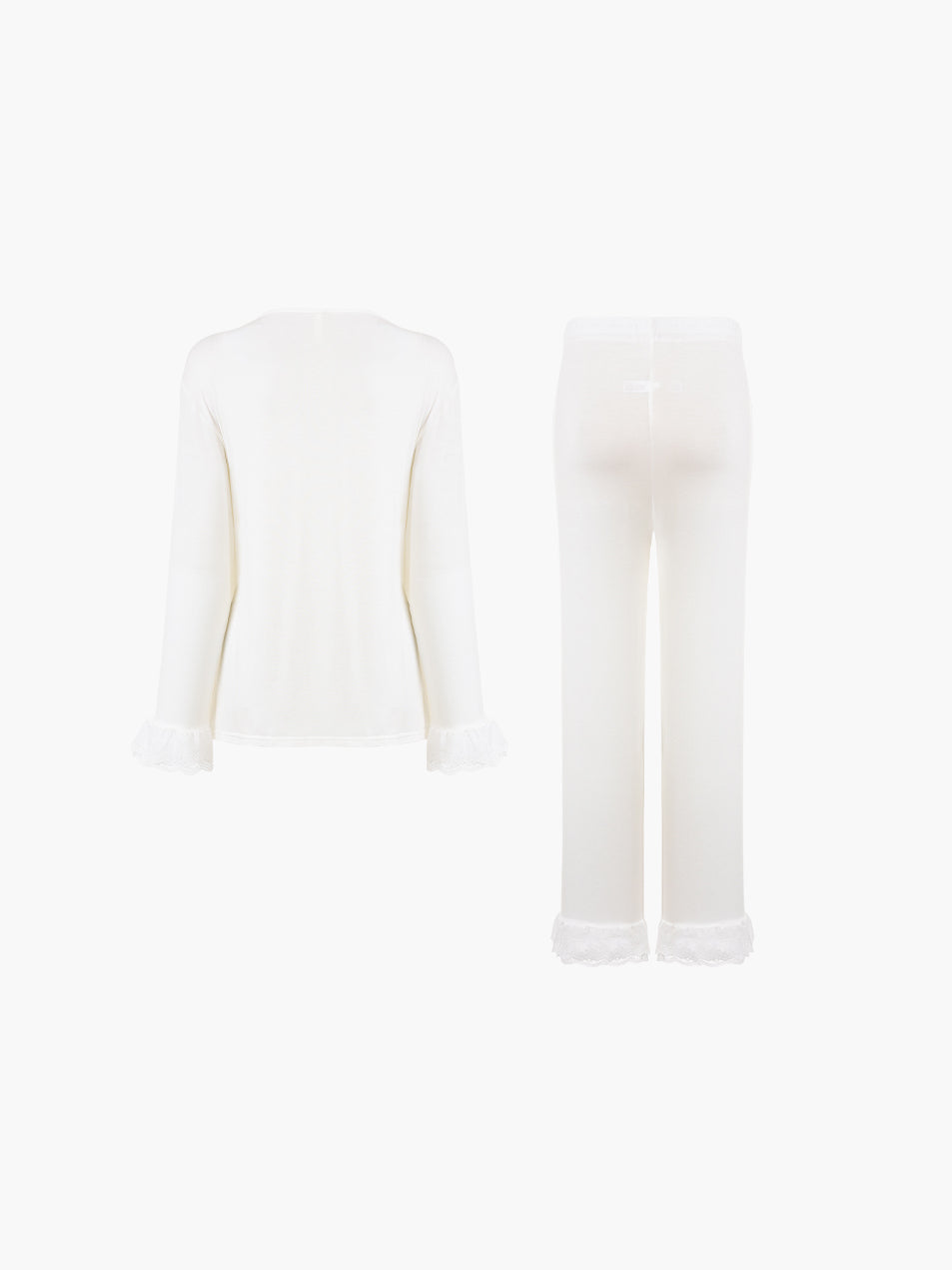 Maternity Pajama Set with Contrast Lace Ruffle Trim Cozy Fall Sleepwear for Moms